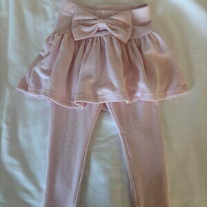 6-9 months pink leggings with skirt & bow